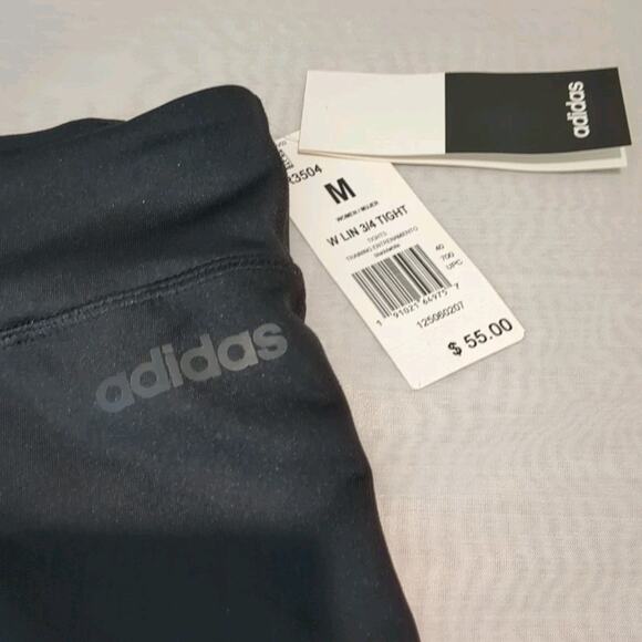 Adidas Women's M Climalite Training 3/4 Tights Black Workout Yoga Walk - Picture 2 of 10